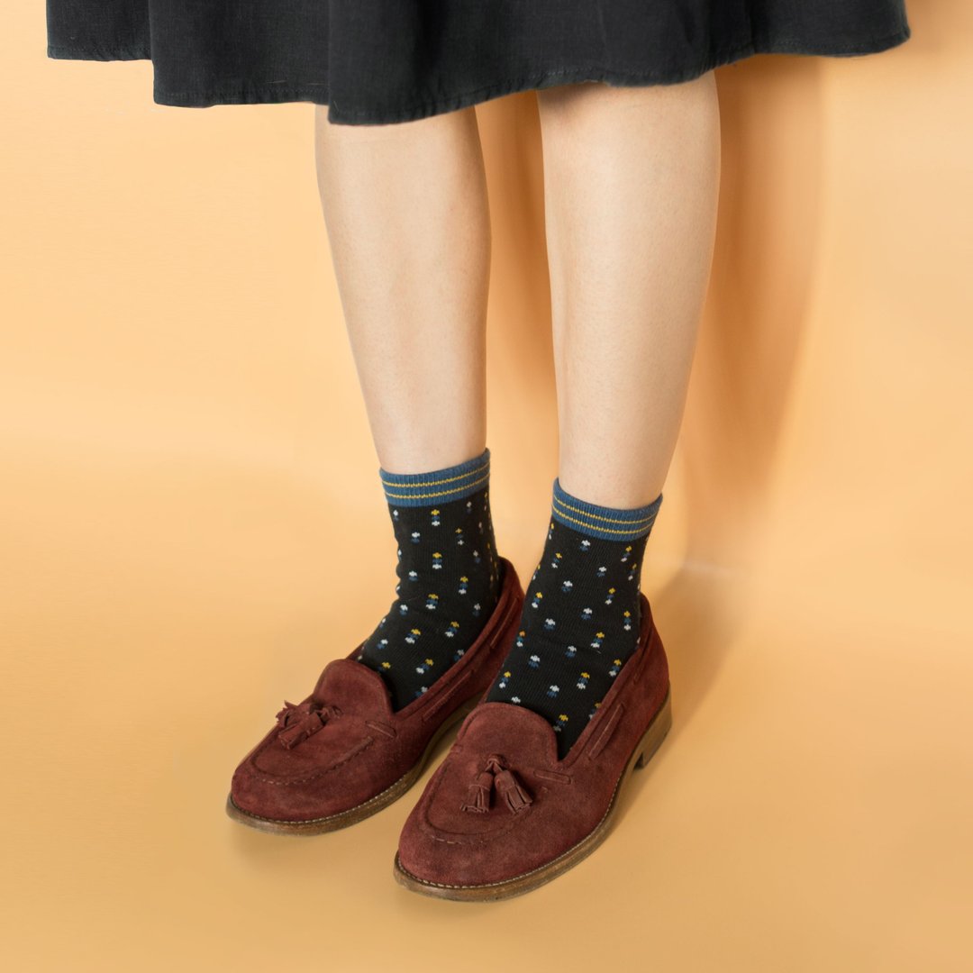 Bobbi in navy - Crew Socks - 袜子 - 棉 蓝色