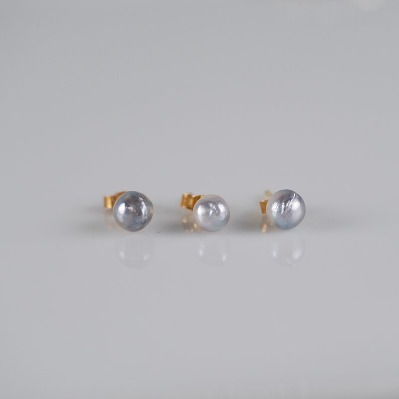 14KGF 片耳　ナチュラルアコヤパール　ピアス - 耳环/耳夹 - 珍珠 灰色