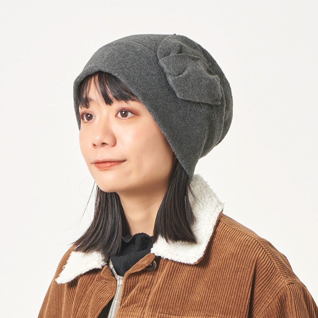 CHARM 毡帽材质胸花造型毛帽 - 帽子 - 聚酯纤维 灰色