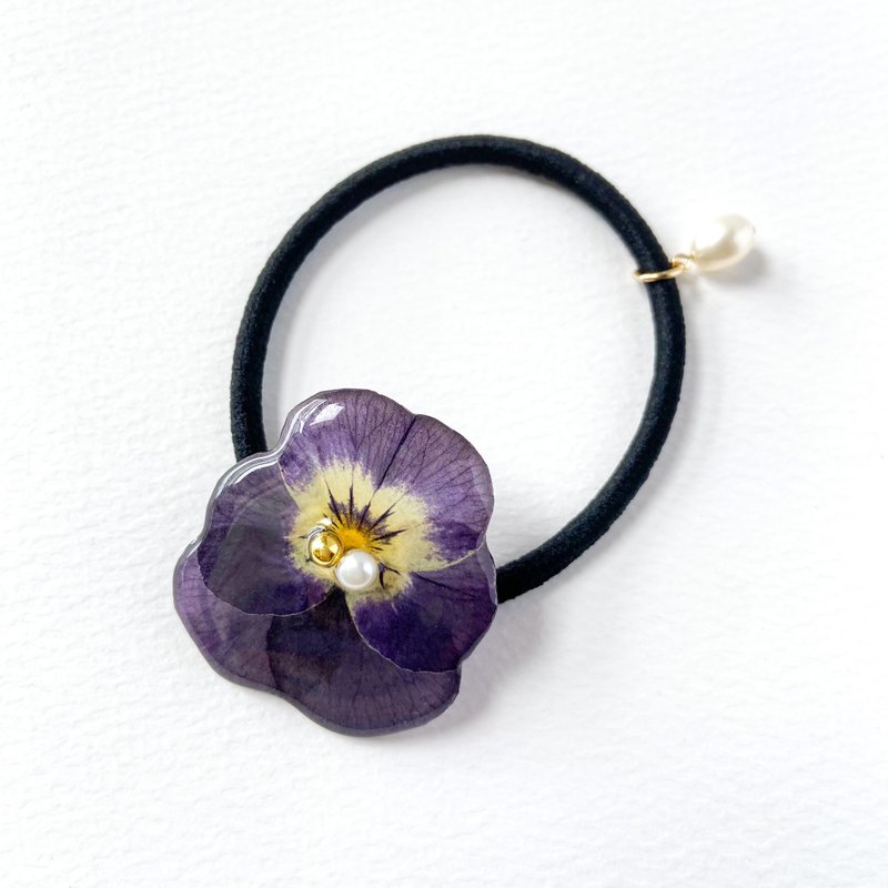真花│三色堇淡水珍珠髪圈│【A Little Pansy】 - 发饰 - 植物．花 紫色