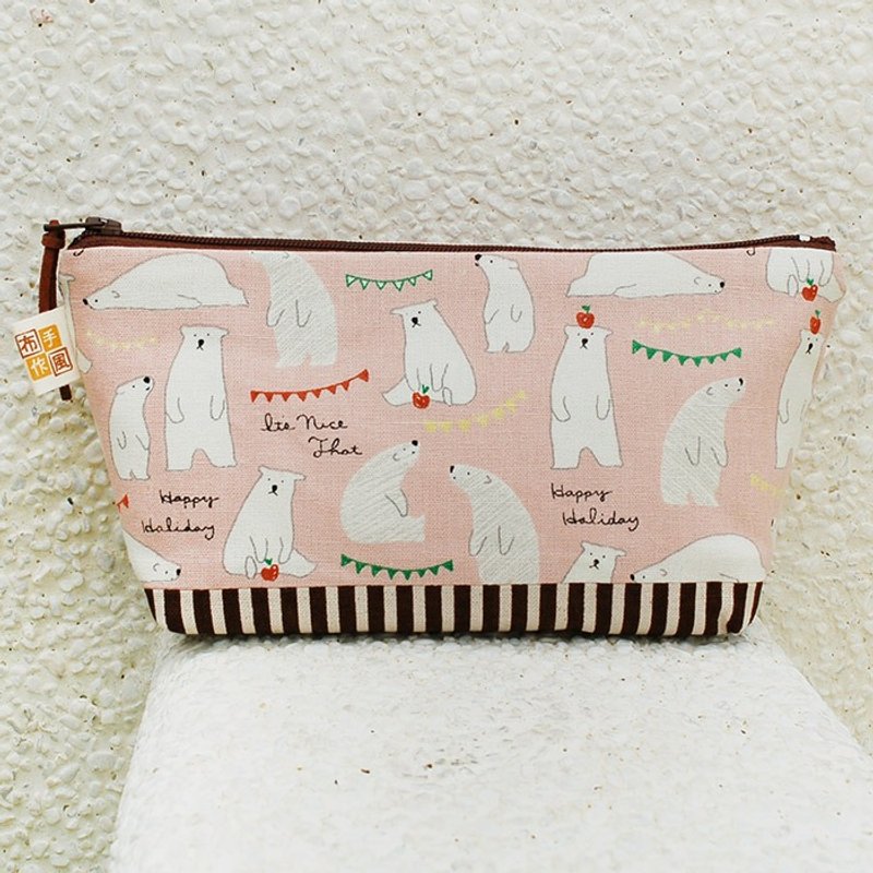 @苹果北极熊大收纳袋_粉/大笔袋 - 铅笔盒/笔袋 - 棉．麻 粉红色