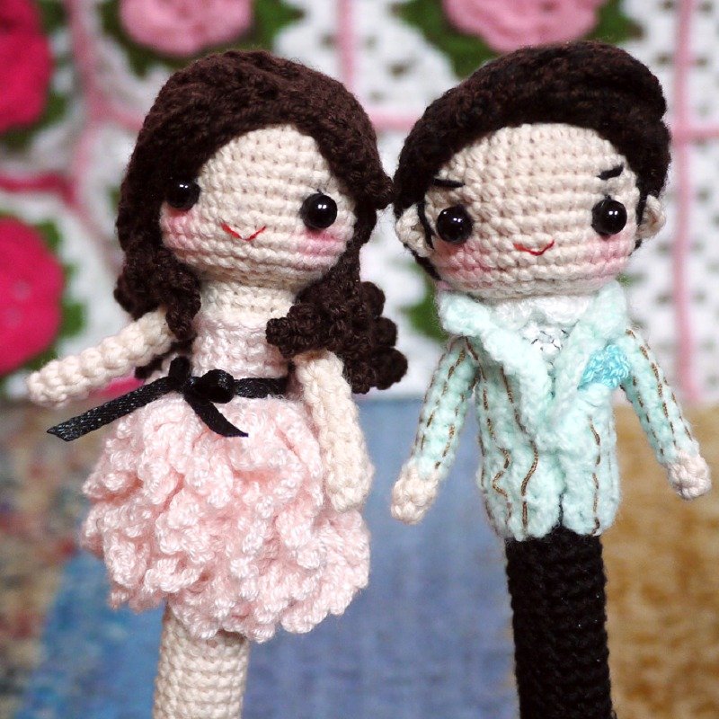 ‘毛线手创’结婚系列 造型签名对笔 ♥量身定制篇♥ - 玩偶/公仔 - 其他材质 粉红色