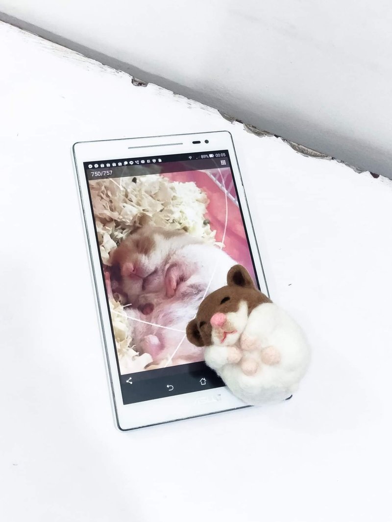 情人节礼盒/手绑迷你干燥花束+Q版羊毛毡+传情小卡片 - 干燥花/捧花 - 羊毛 金色