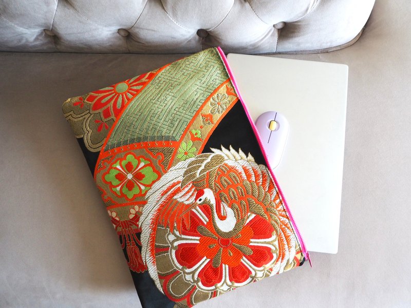 【日本制手工】和服腰带 × 帆布电脑保护套 手拿包 和风现代 - 电脑包 - 丝．绢 多色