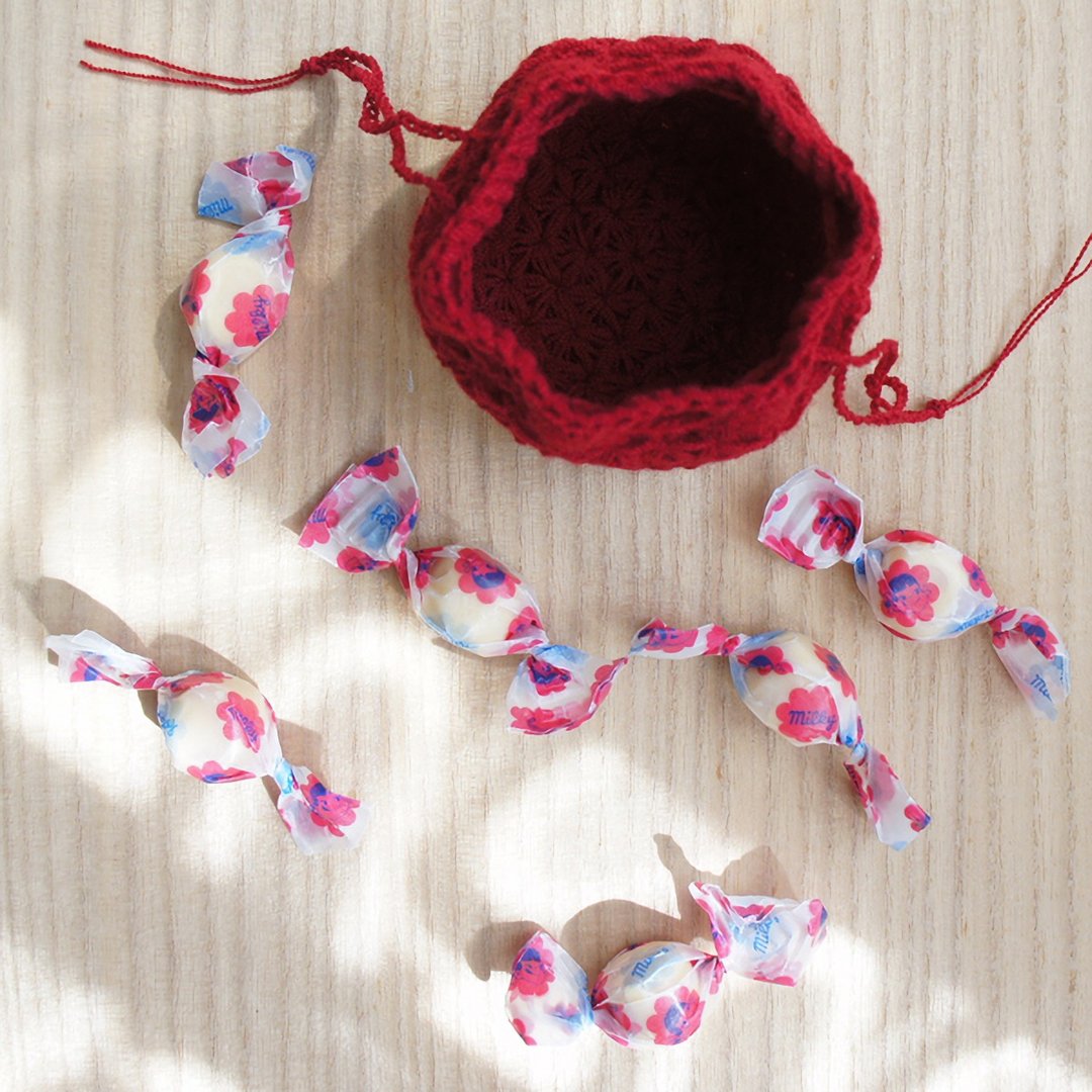 Ba-ba handmade  Crochet Drawstring mini-mini-bag  No.KPPR3 - 其他 - 其他材质 红色