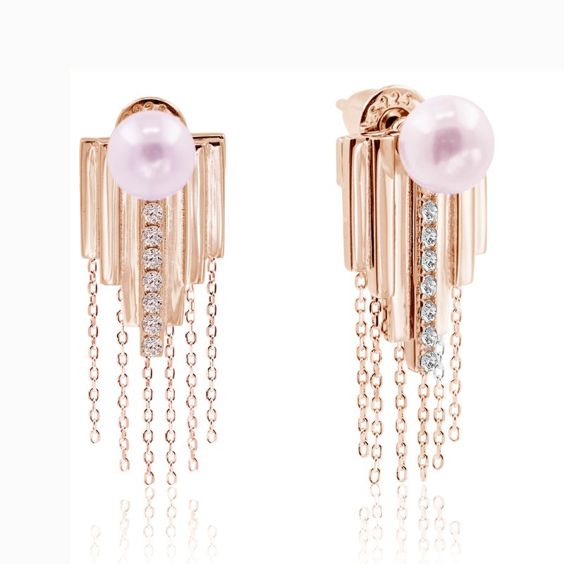 THINKING DAISY - DECO  玫瑰金  纯银镀18K金垂吊耳环 - 耳环/耳夹 - 纯银 粉红色