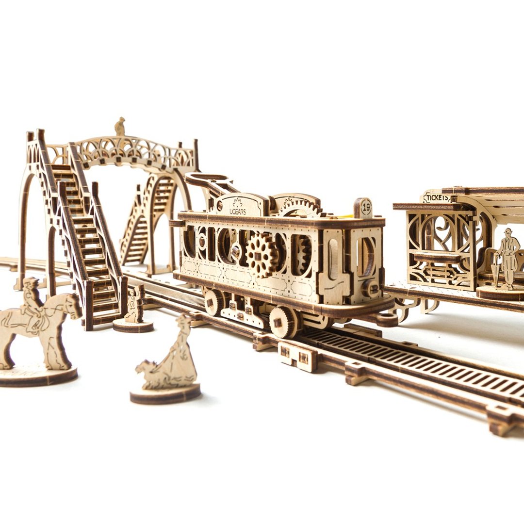 /Ugears/ 乌克兰木制模型 机械小镇-叮叮车车站  Tram Line - 桌游/玩具 - 木头 