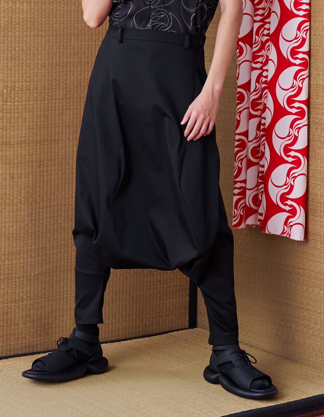 低档裤/飞鼠裤/24AW-INF - 男士长裤 - 聚酯纤维 黑色