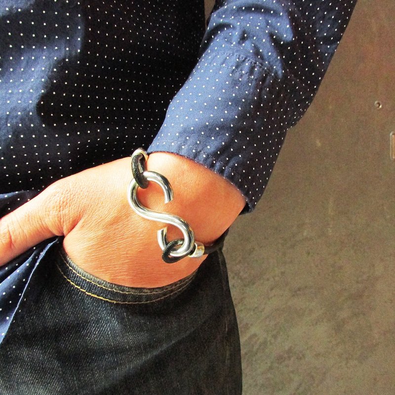 Super bangle_超能手环 | 925银 设计师手作 男生礼物 男朋友 - 手链/手环 - 银 银色