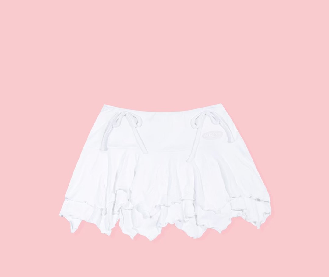 DADDY | Valarie Skirt 低腰裙 嫘萦布料 颜色 White 附绑带蝴蝶结 - 裙子 - 其他材质 