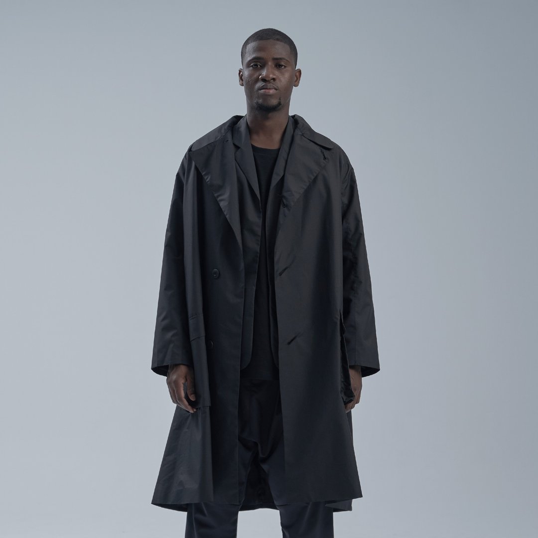 DYCTEAM - SISYPHUS / Patch pocket Stitching Trench Coat - 女装西装外套/风衣 - 聚酯纤维 黑色