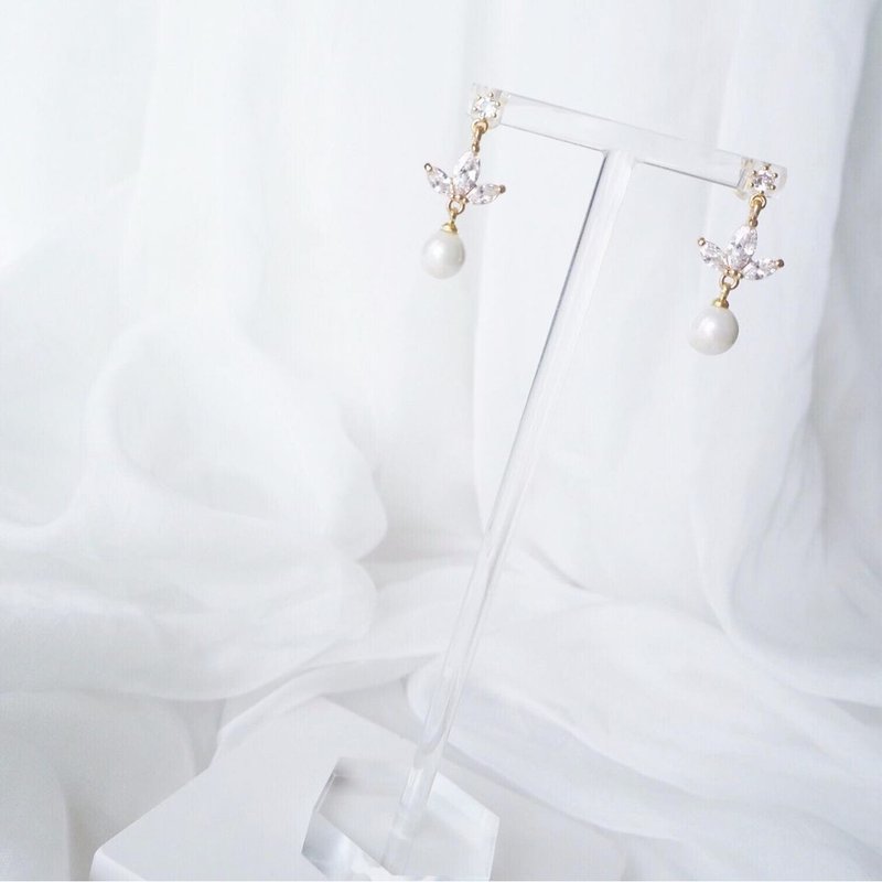 新娘耳环 新娘耳夹 生日礼物 优雅 耳环 耳夹 定制化 定制 - 耳环/耳夹 - 其他金属 白色