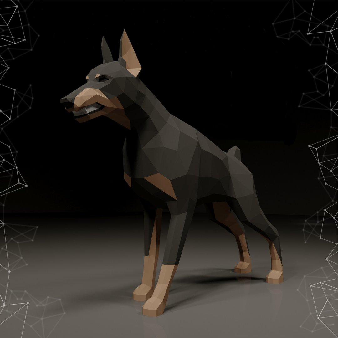 愤怒的杜宾犬纸工艺模板 - 手工艺教程/工具书 - 其他材质 