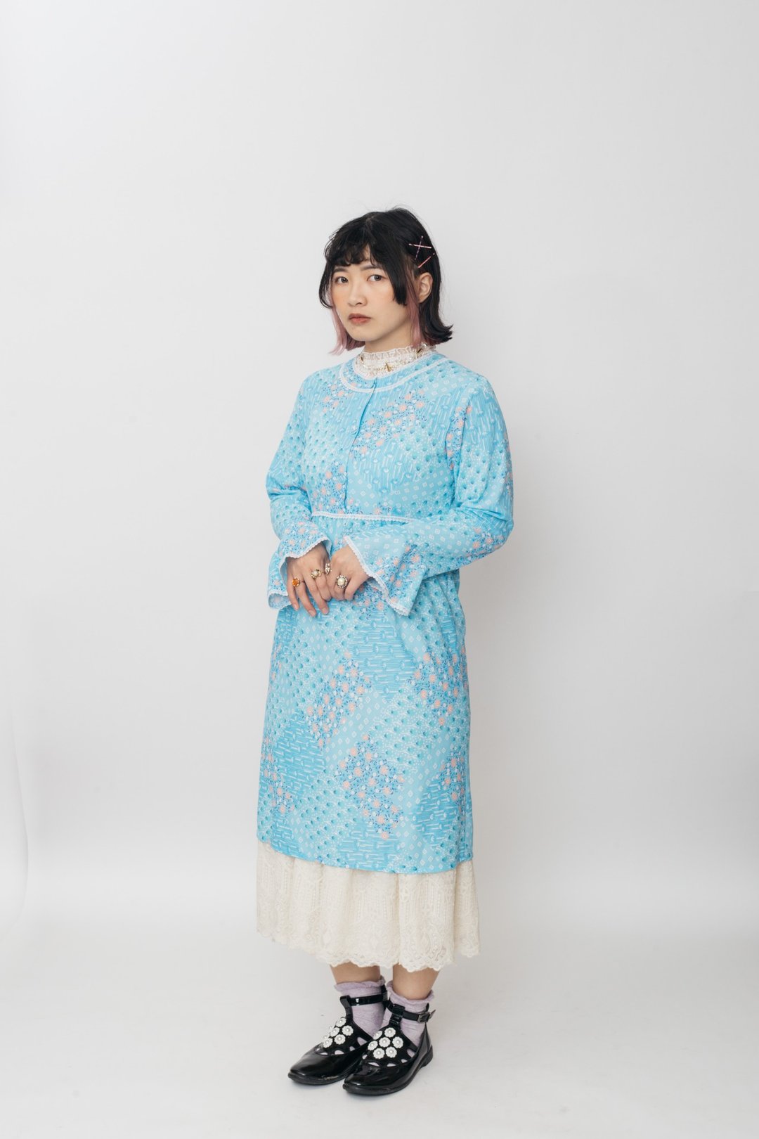 Vintage American dress 古着美式洋装【初恋贩卖所】B594 - 洋装/连衣裙 - 其他人造纤维 