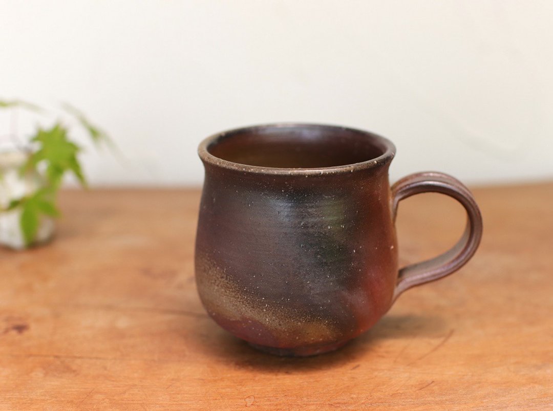 Bizen-yaki coffee cup (middle) c2-158 - 咖啡杯/马克杯 - 陶 咖啡色