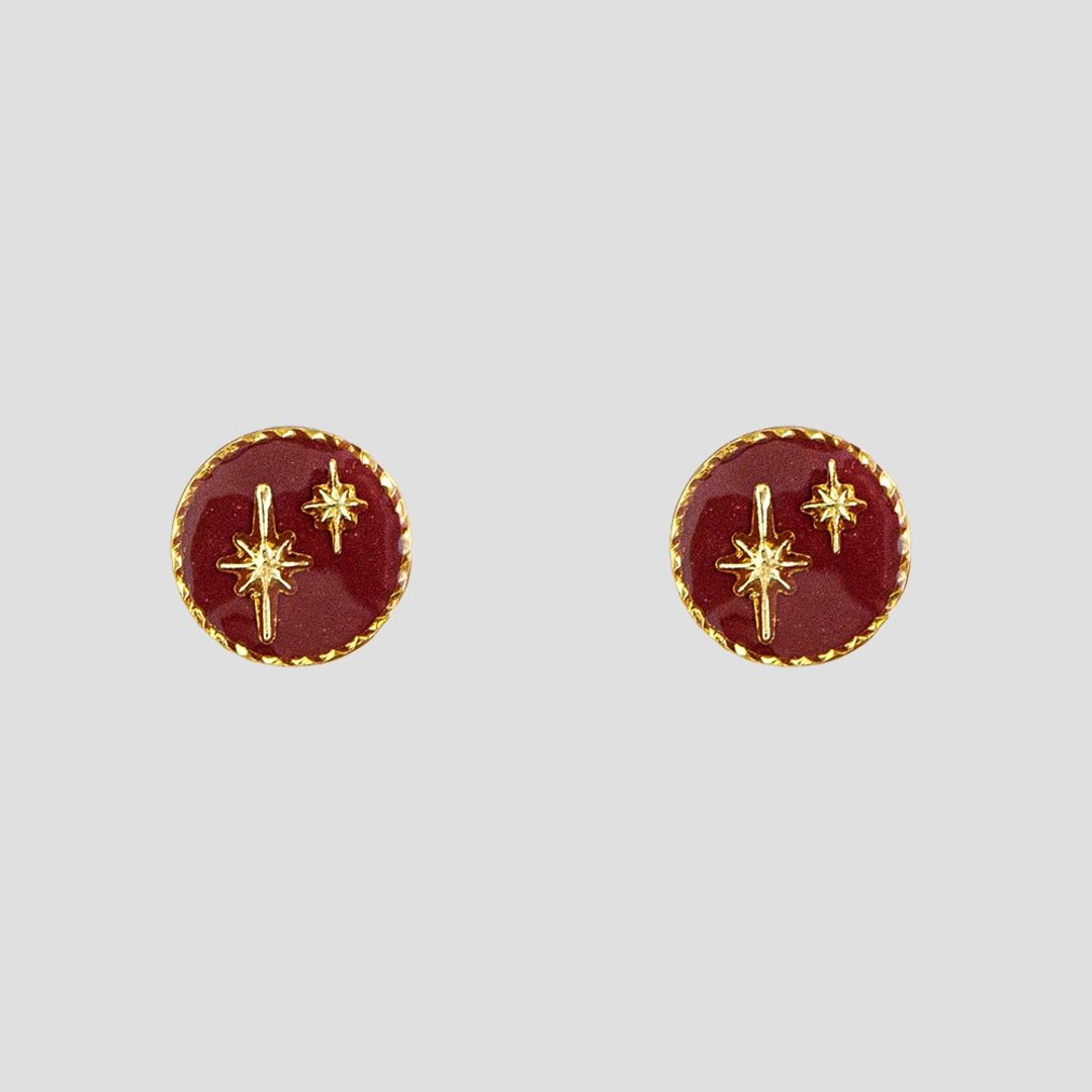 耳环 | Rouge Astre 微型星辰 - 红 - 耳环/耳夹 - 树脂 红色