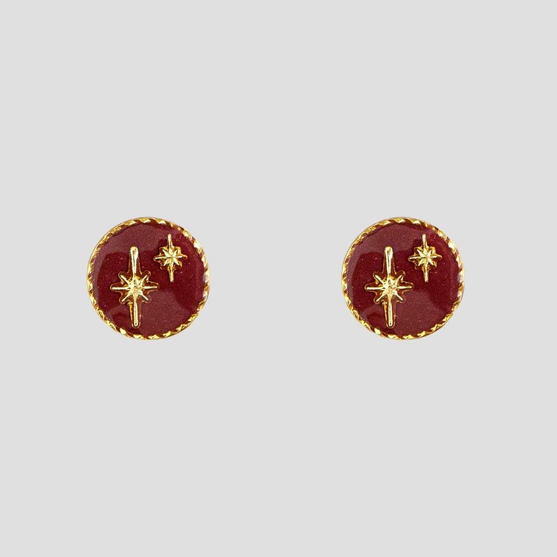 耳环 | Rouge Astre 微型星辰 - 红 - 耳环/耳夹 - 树脂 红色