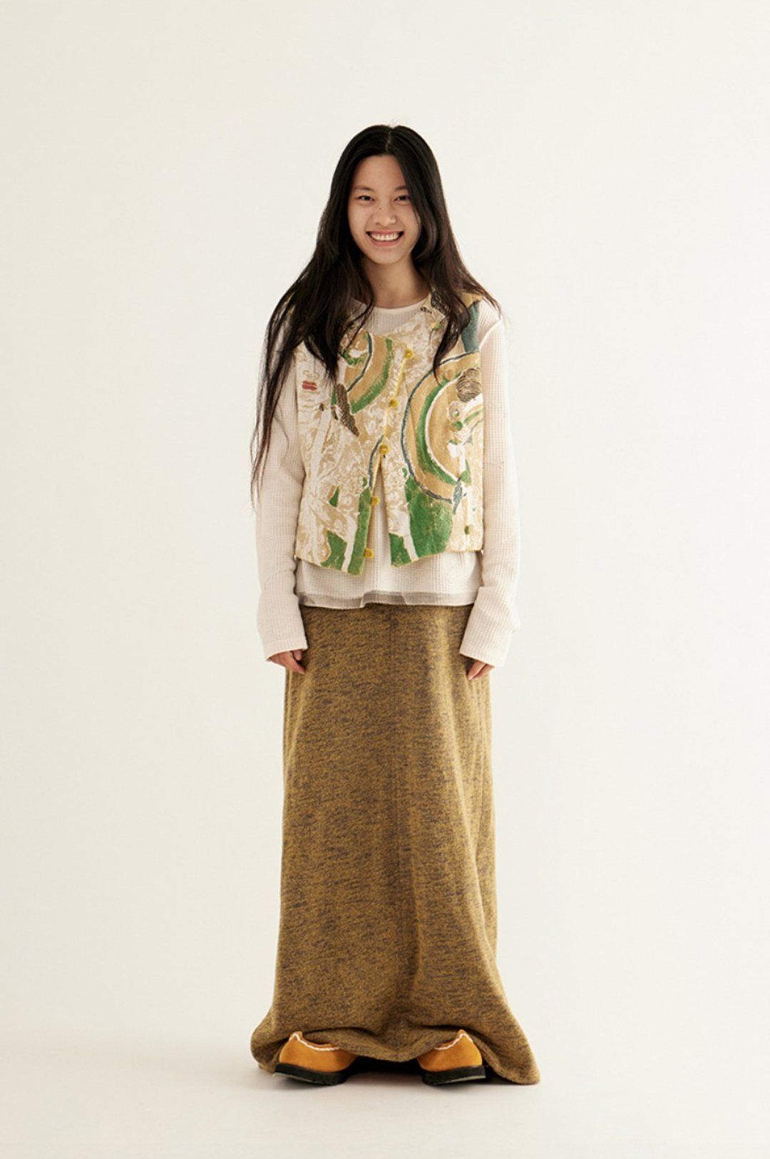 预售 Mural Painted Waistcoat 乐舞壁画 夹棉背心 无性别穿搭 - 女装背心 - 棉 黄色