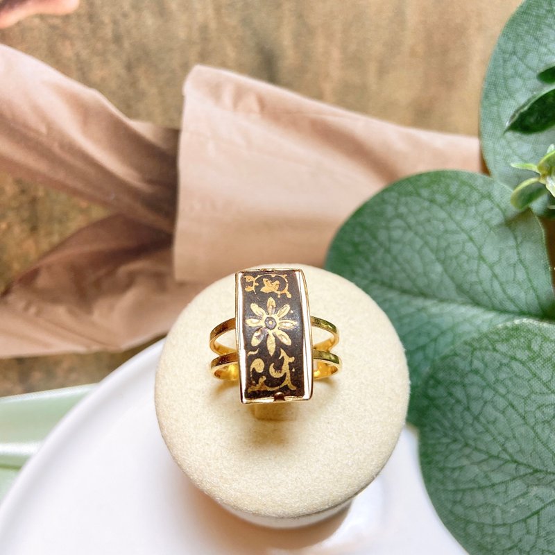 【西洋古董饰品】13 大马士革24K工艺皇家花腾 圆弧 戒指 - 戒指 - 24k 金 金色