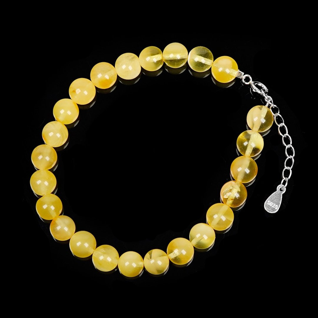 【正佳珠宝】蜜蜡琥珀 金绞蜜 6mm 蜜蜡琥珀手链 - 手链/手环 - 半宝石 多色