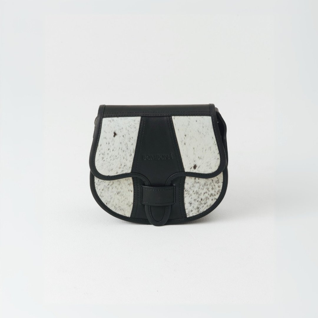 Mini Cowhide - 深邃黑迷你经典毛纹款 - 侧背包/斜挎包 - 真皮 黑色