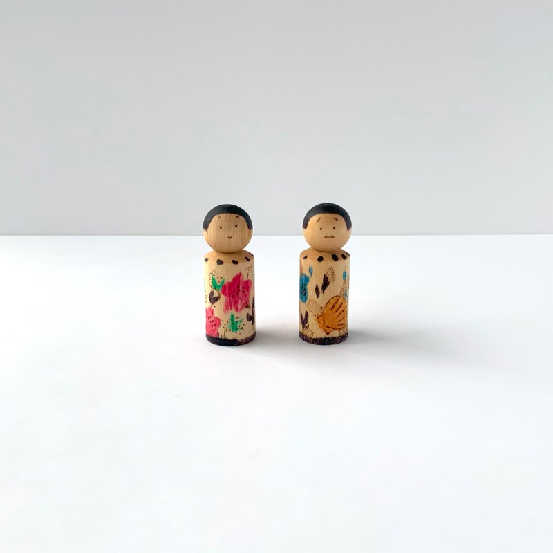 装扮木芥子娃娃春夏两件套 - 玩偶/公仔 - 木头 咖啡色