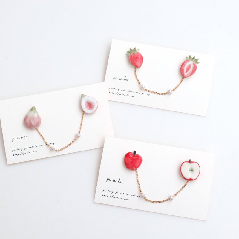 水果胸针组 - 胸针 - 瓷 红色