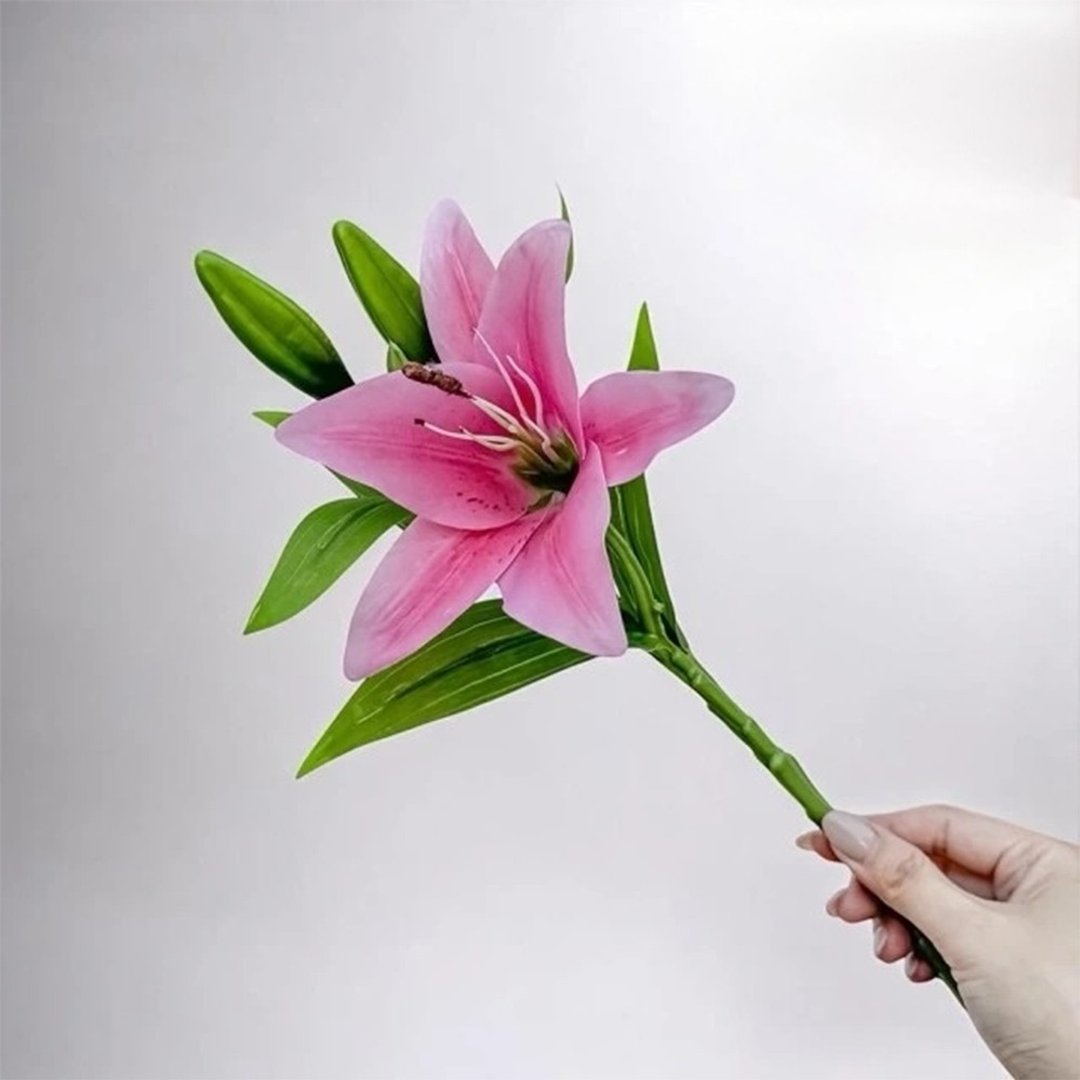 法式花仙女Lily香水百合蜜桃粉仿真花花材(1入组) - 摆饰 - 塑料 黄色