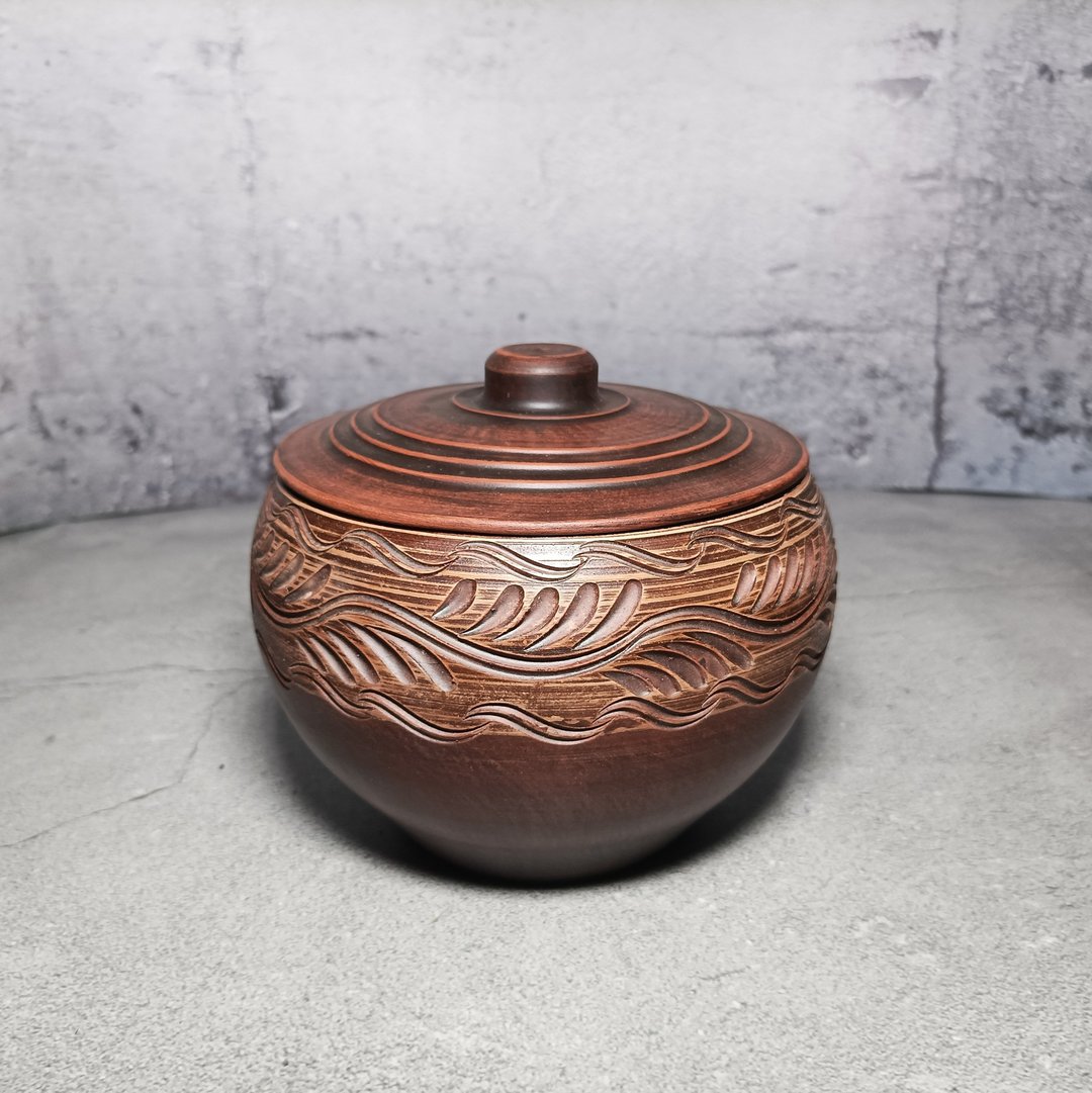 陶瓷烹饪锅1500毫升砂锅与盖子手工制作的红粘土 - 锅具/烤盘 - 粘土 