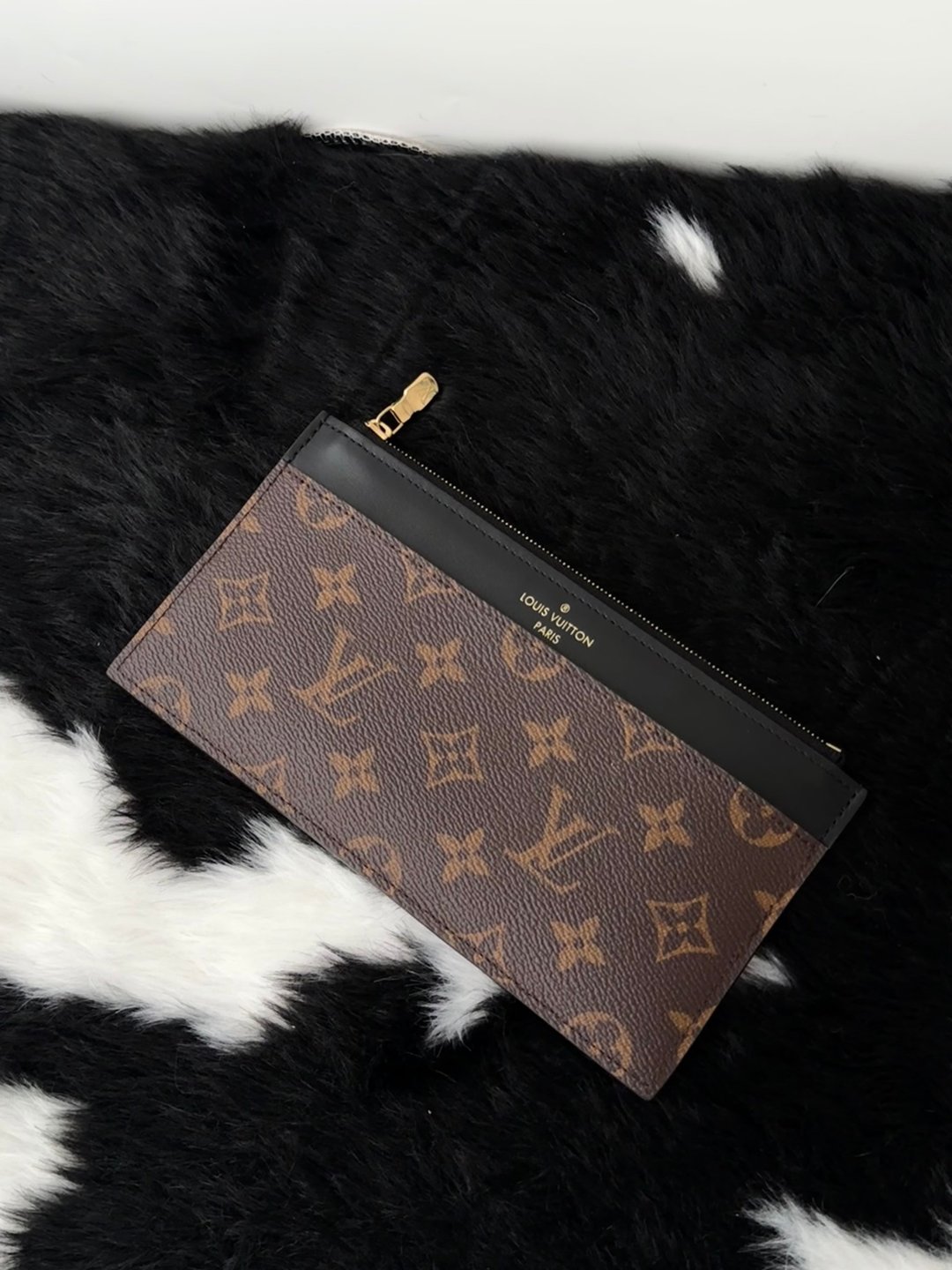 中古品 Louis Vuitton 路易威登 经典黑边 Monogram 收纳袋 - 手拿包 - 其他材质 咖啡色