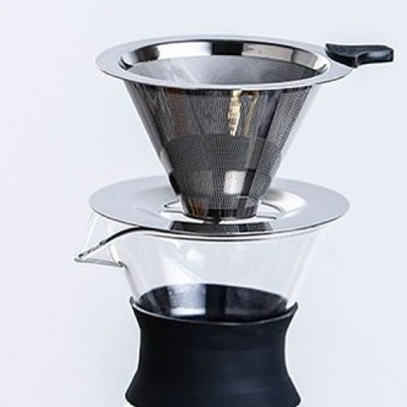 GELLIS加厚28.5%12.34cm 4孔分流600目免滤纸防烫304双层咖啡滤杯 - 其他 - 不锈钢 银色