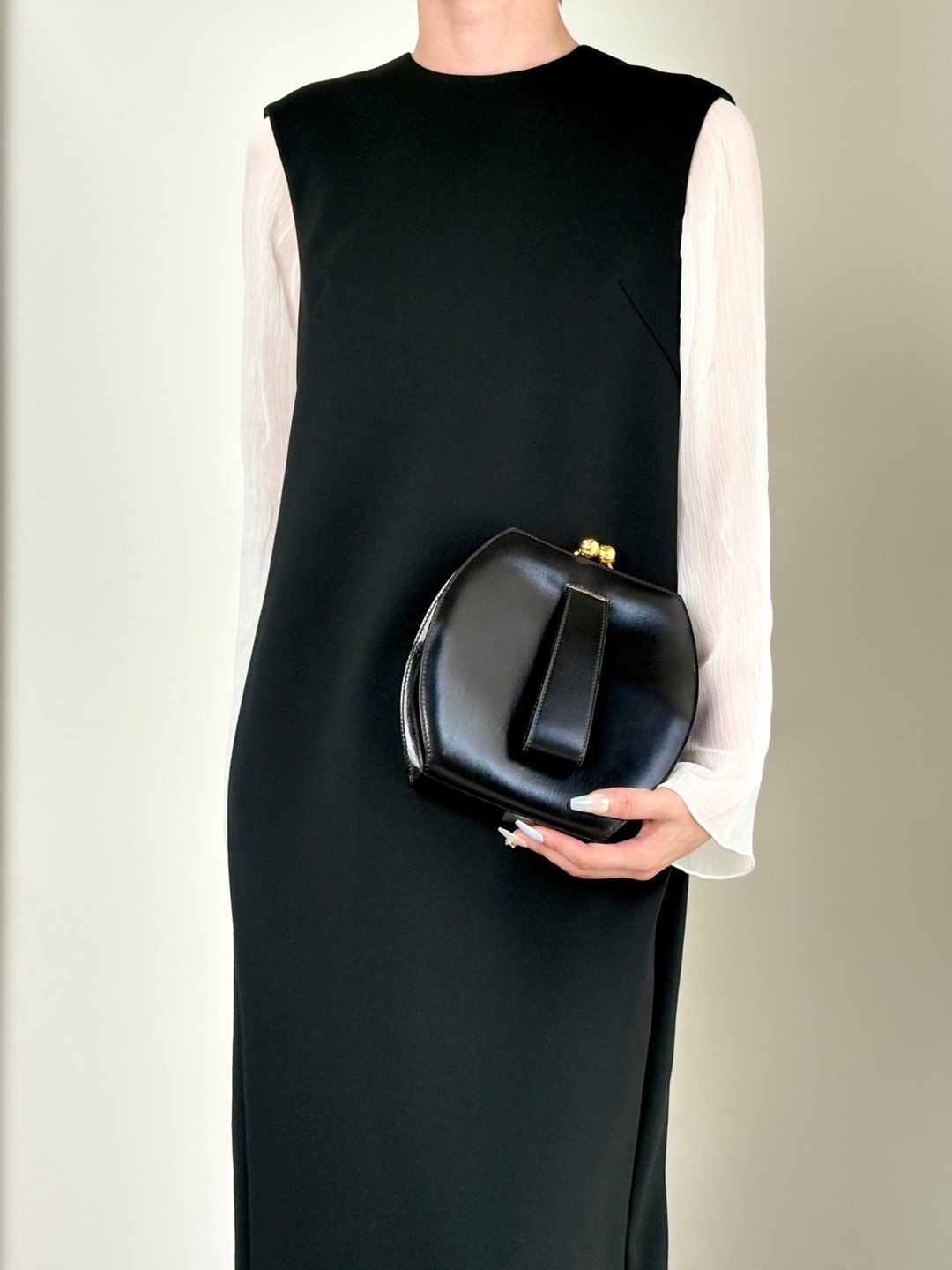 【VintageShop solo 日本直送中古包专卖店】CELINE 赛琳 手提包 黑色 皮革 啾啾扣 圆柄 vintage 古着 sip54y - 手提包/手提袋 - 真皮 黑色