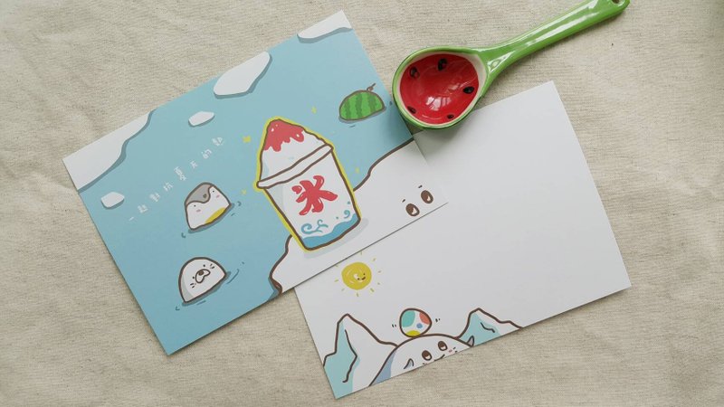 锉冰日明信片 - 卡片/明信片 - 纸 蓝色