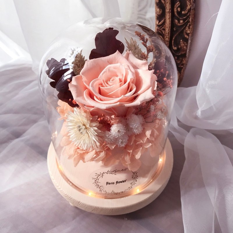 永生花玻璃罩夜灯-暖橘夕阳 - 植栽/盆栽 - 植物．花 橘色