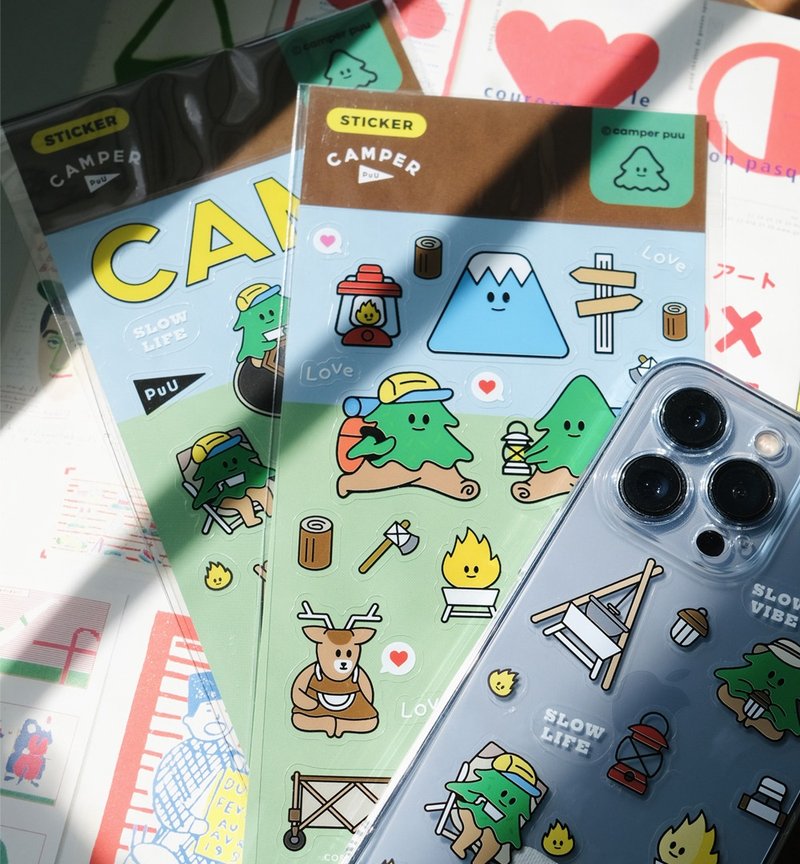 camperpuu 小树派派 - 双透白墨 贴纸 手帐用 - 贴纸 - 塑料 