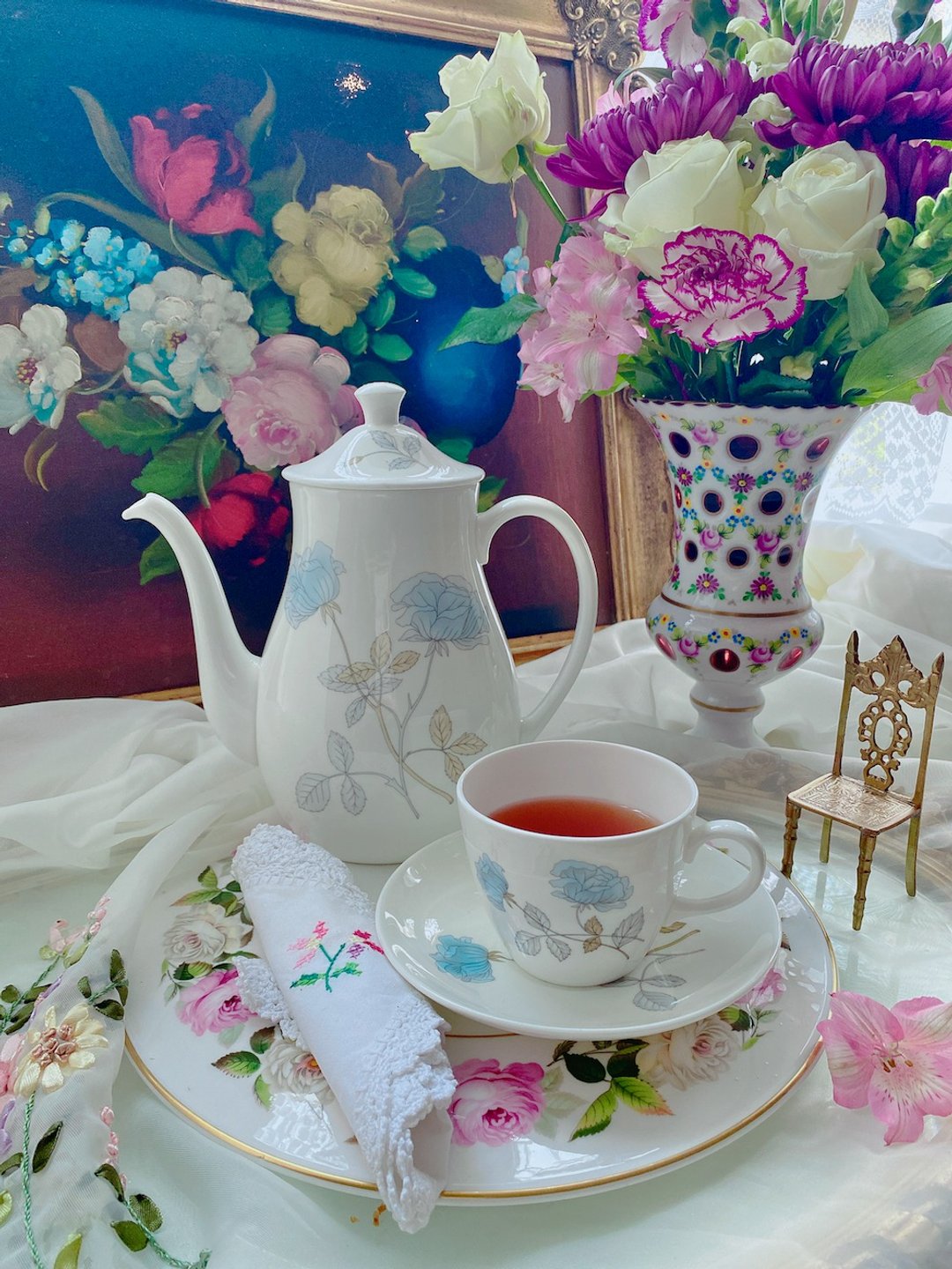 英国骨瓷皇家御用Wedgwood Ice Rose 花茶壶 咖啡壶 果汁壶库存品 - 咖啡壶/周边 - 瓷 蓝色