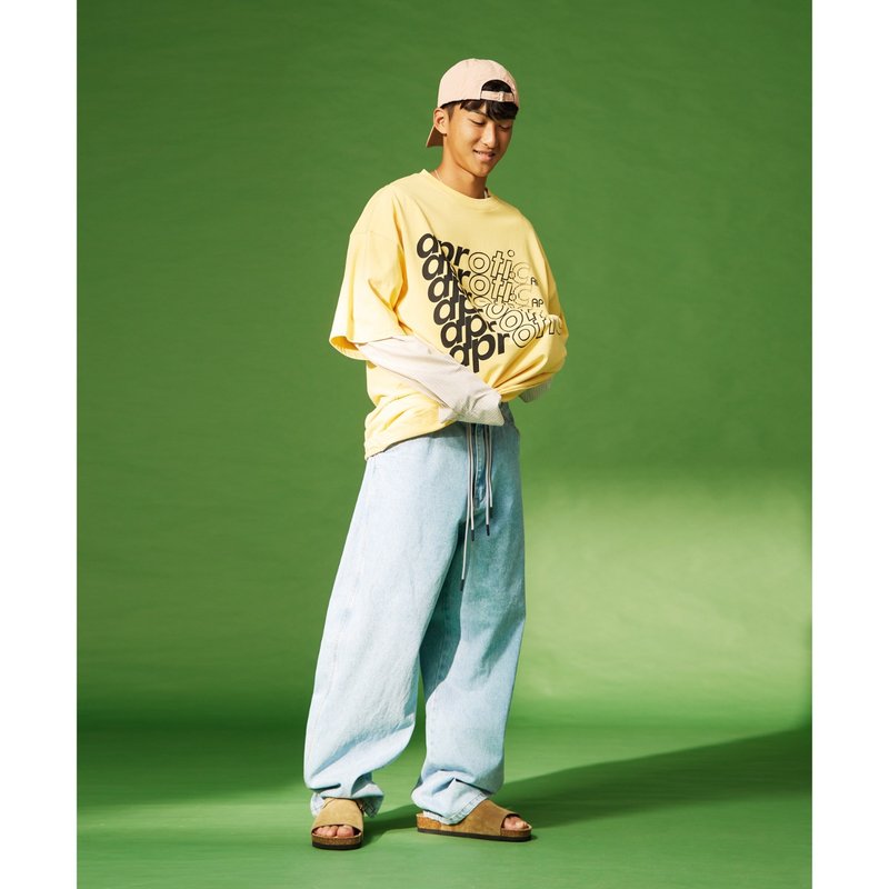 黄色Aprotic拚接上衣 - 中性连帽卫衣/T 恤 - 棉．麻 黄色