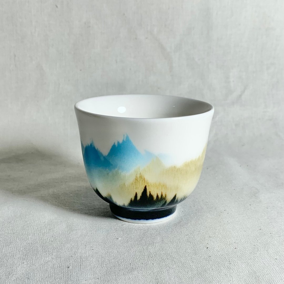 国画山水 美人杯 90ml 邱毓宁 莺歌 H3-04 - 茶具/茶杯 - 瓷 白色