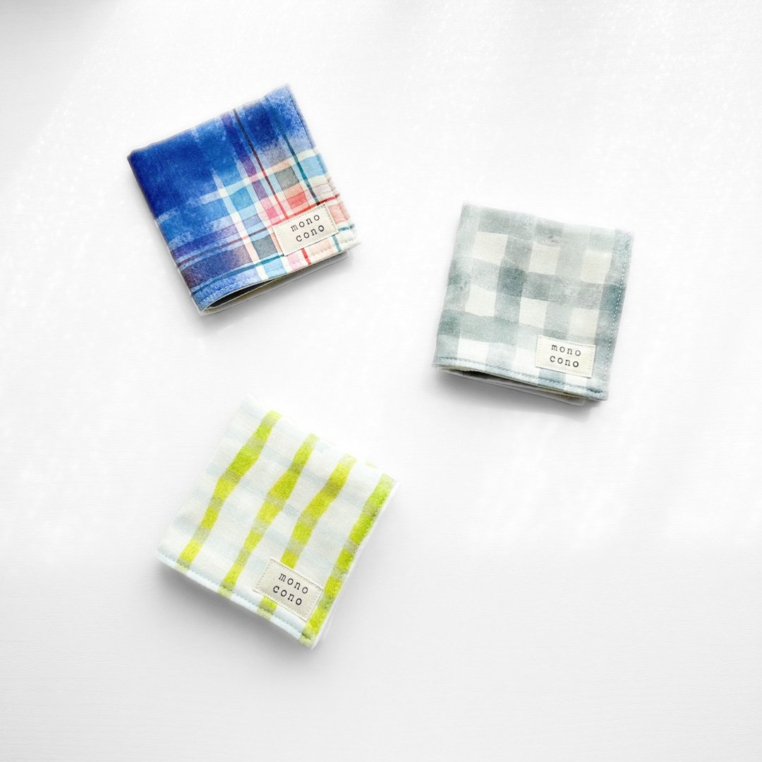 个性派格纹 日本产纱布 + 有机棉 6层纱布手帕 - 手帕/方巾 - 棉 多色