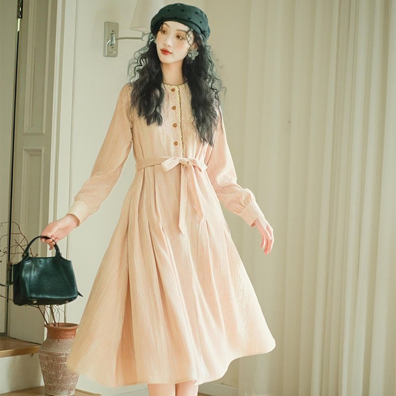 冷粉色丝绒连衣裙MYD25062 - 洋装/连衣裙 - 其他材质 