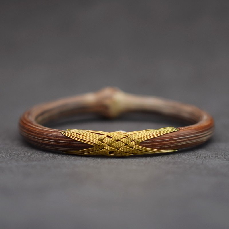 大吉黄铜风藤手镯 未时原创设计天然野生药藤镯子老工艺手工精编 - 手链/手环 - 木头 