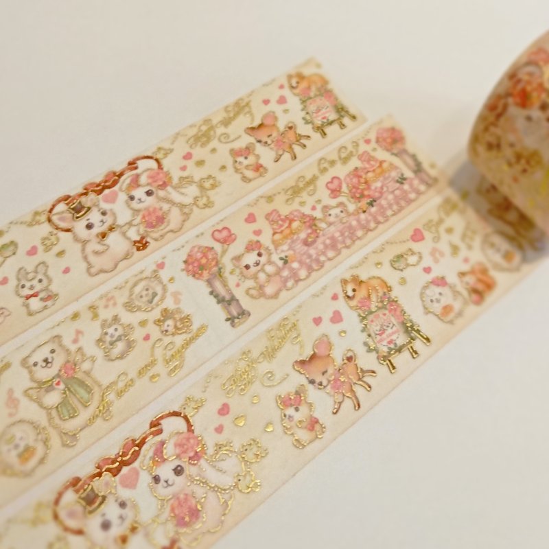 烫雾金纸胶带 婚礼兔 - 纸胶带 - 纸 金色