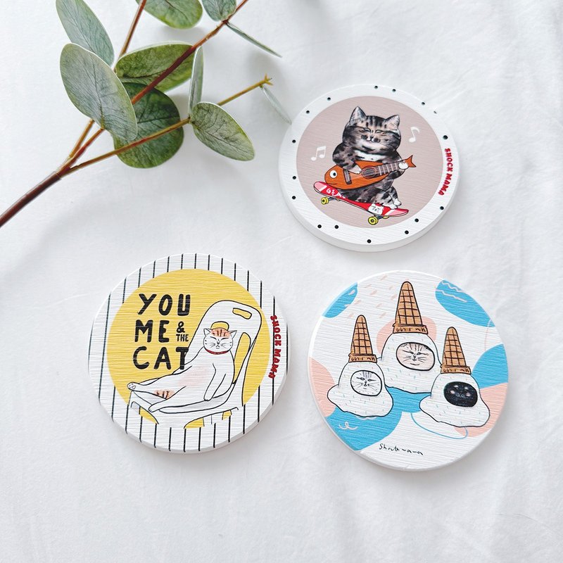 NEW 蛋定人生2.0 硅藻土吸水杯垫 (16款) - 杯垫 - 陶 白色