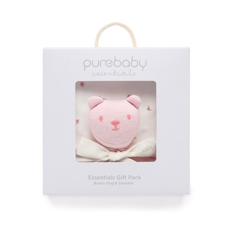 澳洲Purebaby有机棉婴儿棉毯安抚巾礼盒/新生儿礼盒 粉红 - 满月礼盒 - 棉．麻 