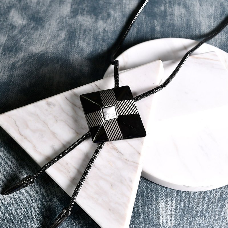 几何系列 菱形 保罗领带 Bolo Tie 领绳项链 金属绳领带 长项链 - 领带/领带夹 - 铜/黄铜 灰色