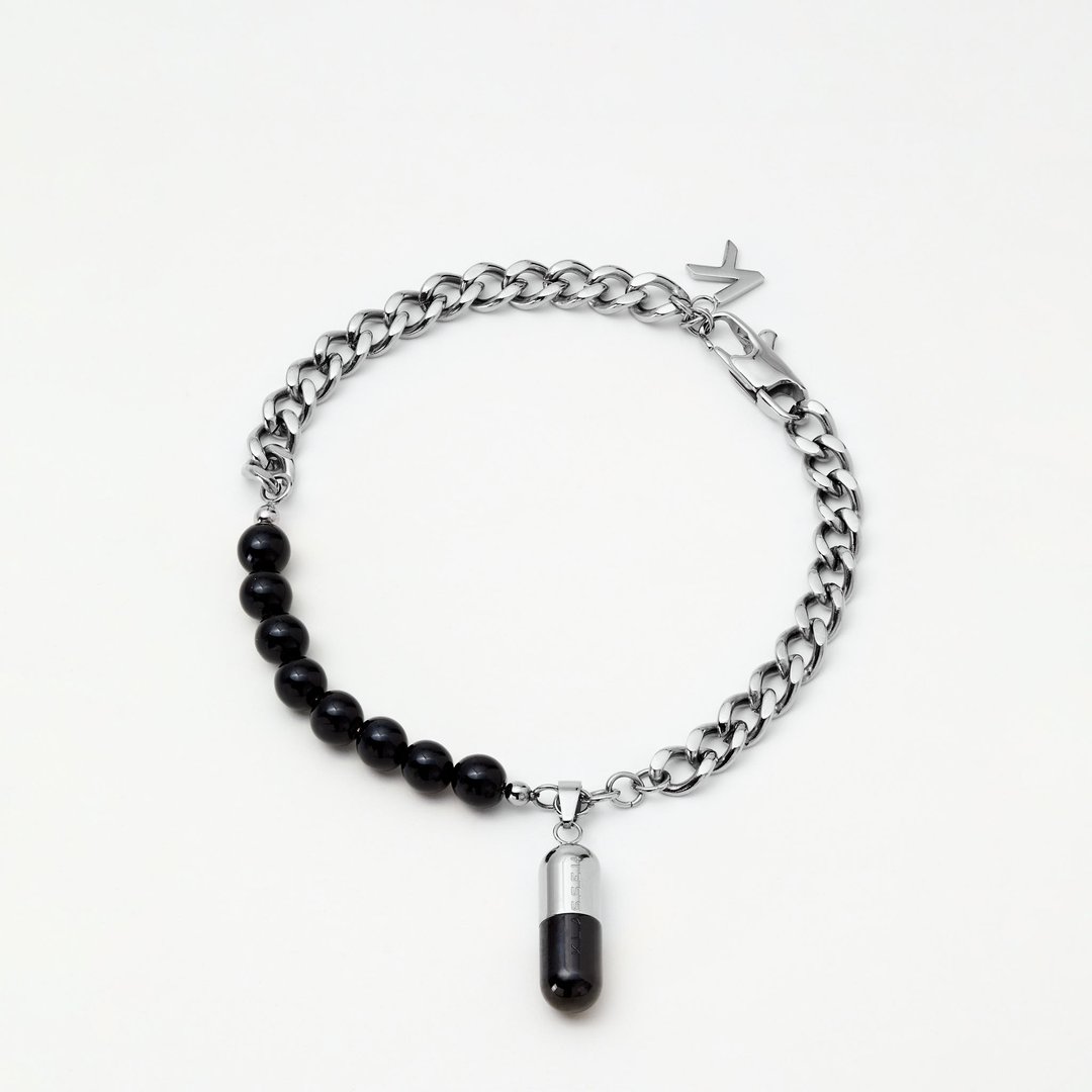 Capsule Bracelet Silver & Black Onyx 手链 - 手链/手环 - 不锈钢 银色