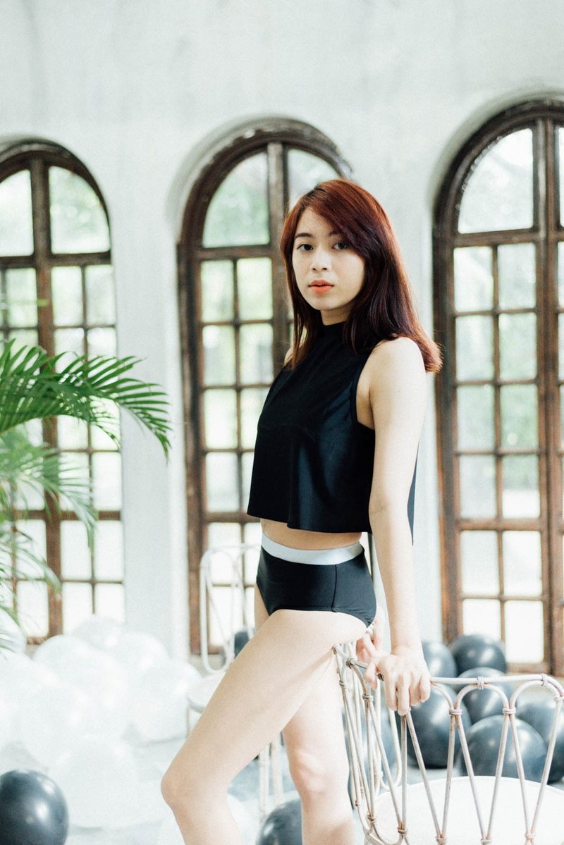 极简平口两件式比基尼泳装/黑色 / Swimwear - 女装泳衣/比基尼 - 其他材质 黑色