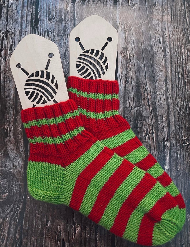 手工针织保暖羊毛袜红绿条纹圣诞礼物俄罗斯袜子 - 袜子 - 羊毛 
