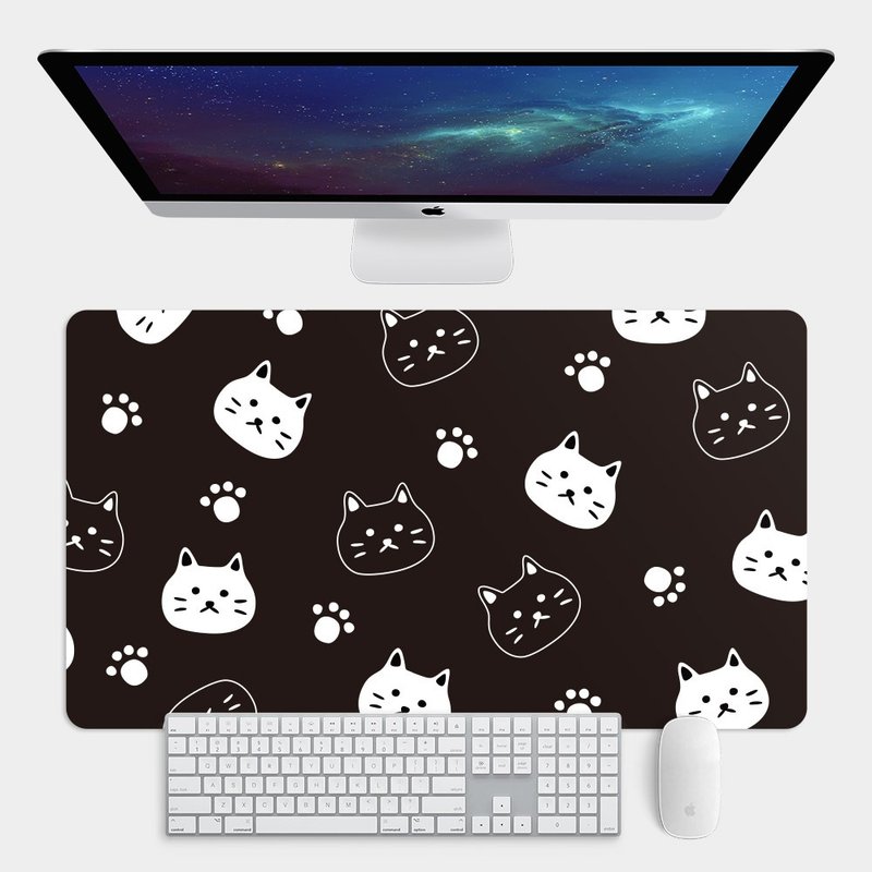 满版猫头 大尺寸 电竞鼠标垫 餐垫 办公桌垫 PU029 - 鼠标垫 - 橡胶 黑色