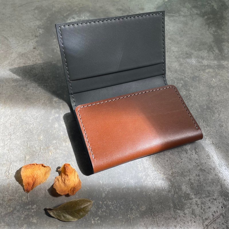 卡片夹/名片夹 大容量夹层 栗棕色/灰 - 名片夹/名片盒 - 真皮 咖啡色